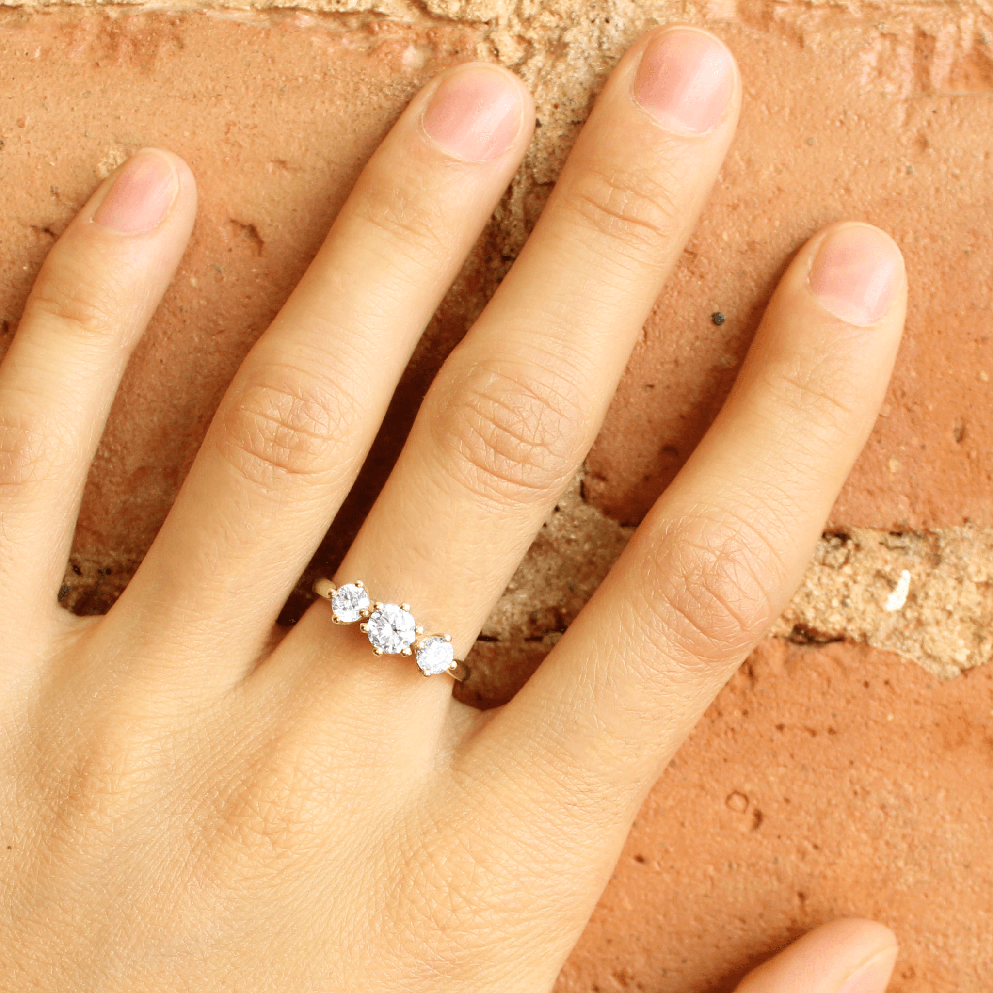 Antique three stone best sale ring