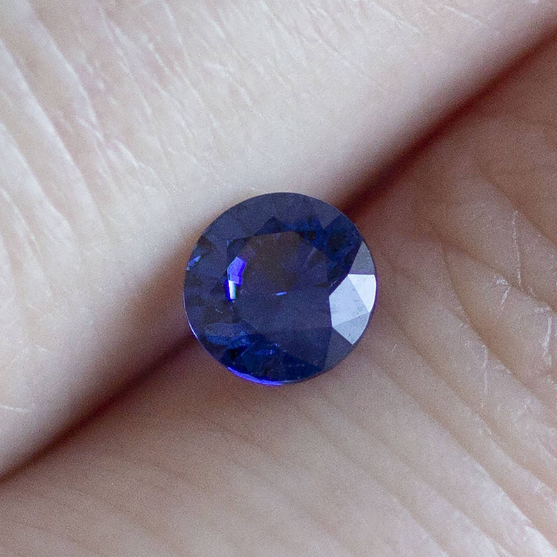 Ethical Jewellery & Engagement Rings Toronto - 0.52 ct Deep Water Blue Round Brilliant Madagascar Sapphire - Fairtrade Jewellery Co.