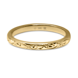 Yellow Ethical Jewellery & Engagement Rings Toronto - 18K 2 mm Hand Engraved Vine Pattern Band - Fairtrade Jewellery Co.